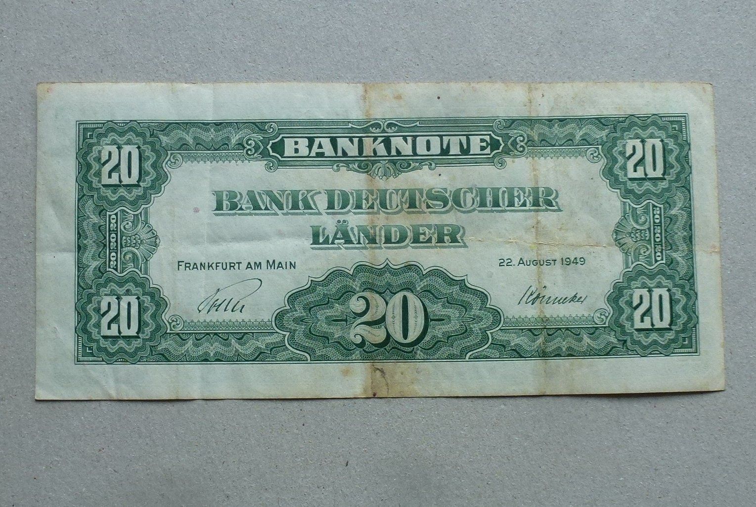 Banconote: BRD ++ 20 Deutsche Mark 1949 – Usato da Walkringen venduto da Casablanca777 1