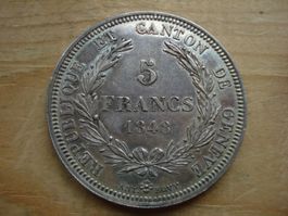 (W5) Genève 5 Francs 1848 UNZ-