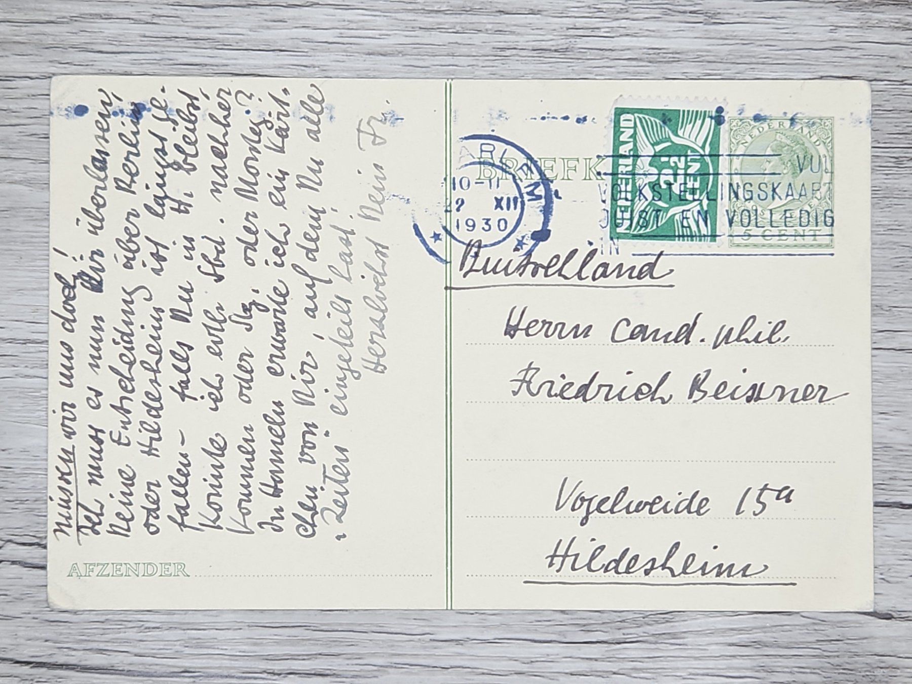 Tutti i francobolli: CL16 Carte Postale + Timbre Pays-Bas 1930 – Usato da Cousset venduto da Patrick_Collections