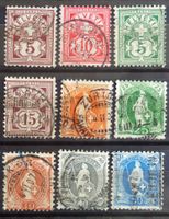 1882–1906: Chiffre & Hélvétie debout, 9 timbres O