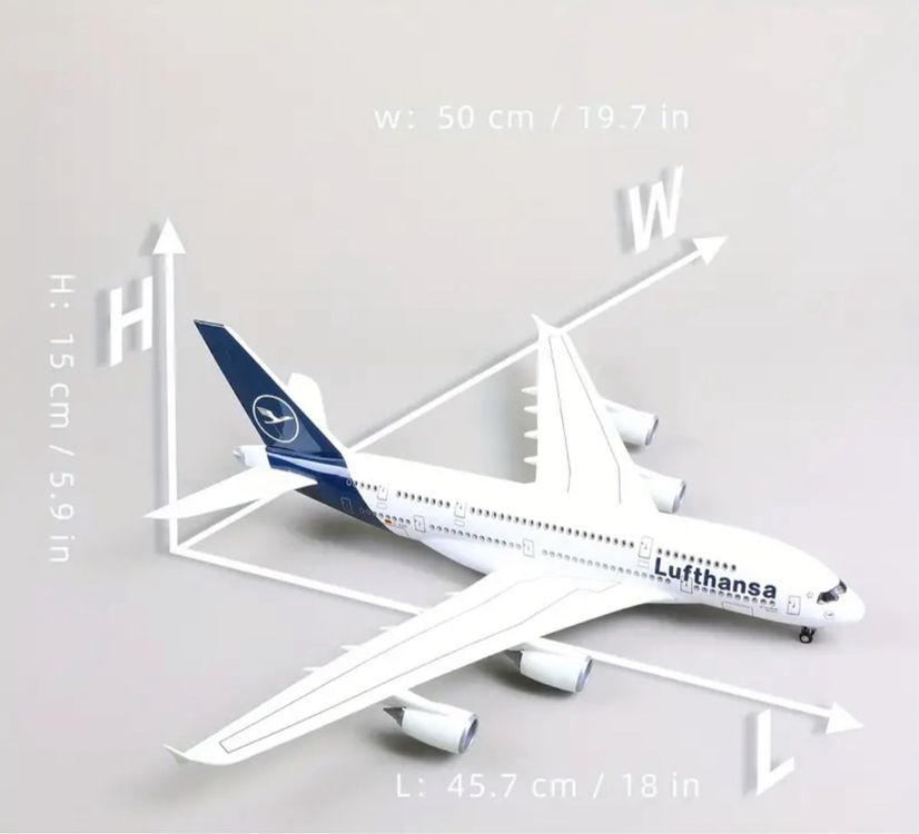 AZIZAT 18.5 1:160 Modello Modello Aereo Lufthansa A380 Modello Jet Collezionabili Modelli Aereo in Resina con Ruote Diecast per Collezione Regalo Ornamento,Upgraded