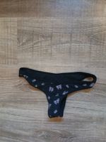 Damen Tanga schwarz mit Schmetterlingsmuster Grösse S