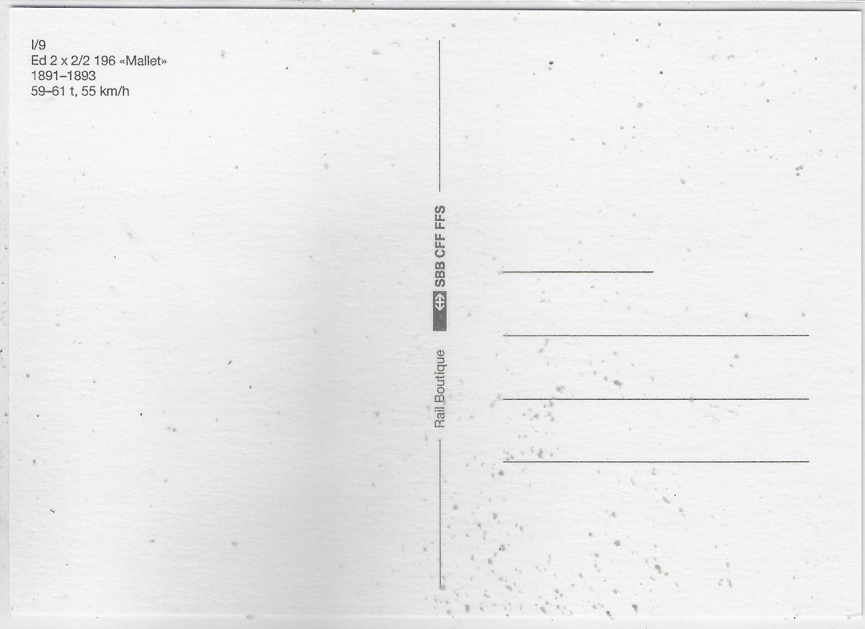 Cartoline postali: Dampflokomotive Ed 2 x 2/2 "Mallet" – Usato da Ettingen venduto da Kartenplanet 1