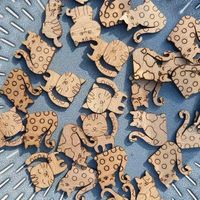 20 BEMALBARE KÄTZCHEN ZUM BASTELN, AUS HOLZ NEU