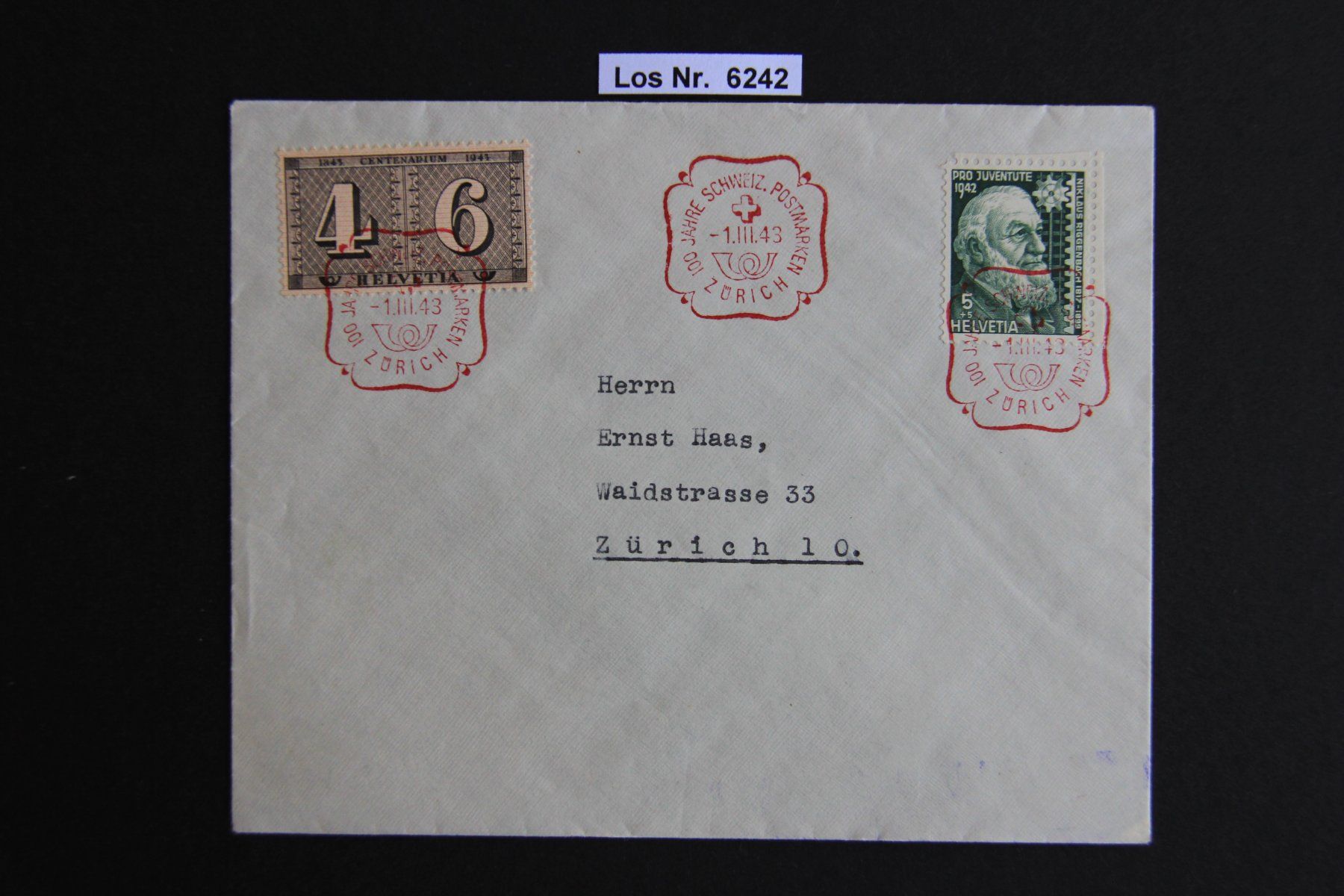 Tutti i francobolli: CH Brief mit Sonderstempel 1943                     Los 6242 – Usato da Volken venduto da jukon65