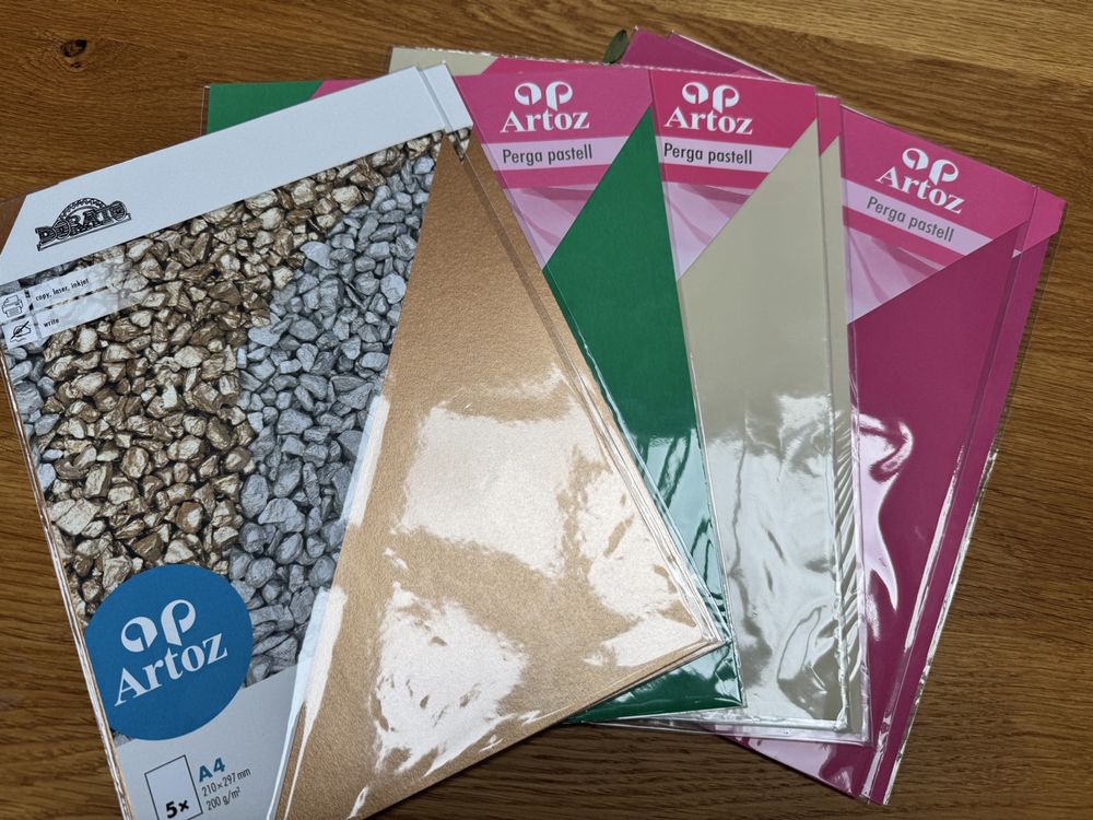 Carta: Artoz Papier Perga Pastell & Dorato 7 x 5er Pack, NEU & OVP – Nuovo e nell'imballaggio originale da Gurmels venduto da topsommer 1