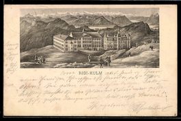 Litho Rigi-Kulm, Panorama mit Hotel