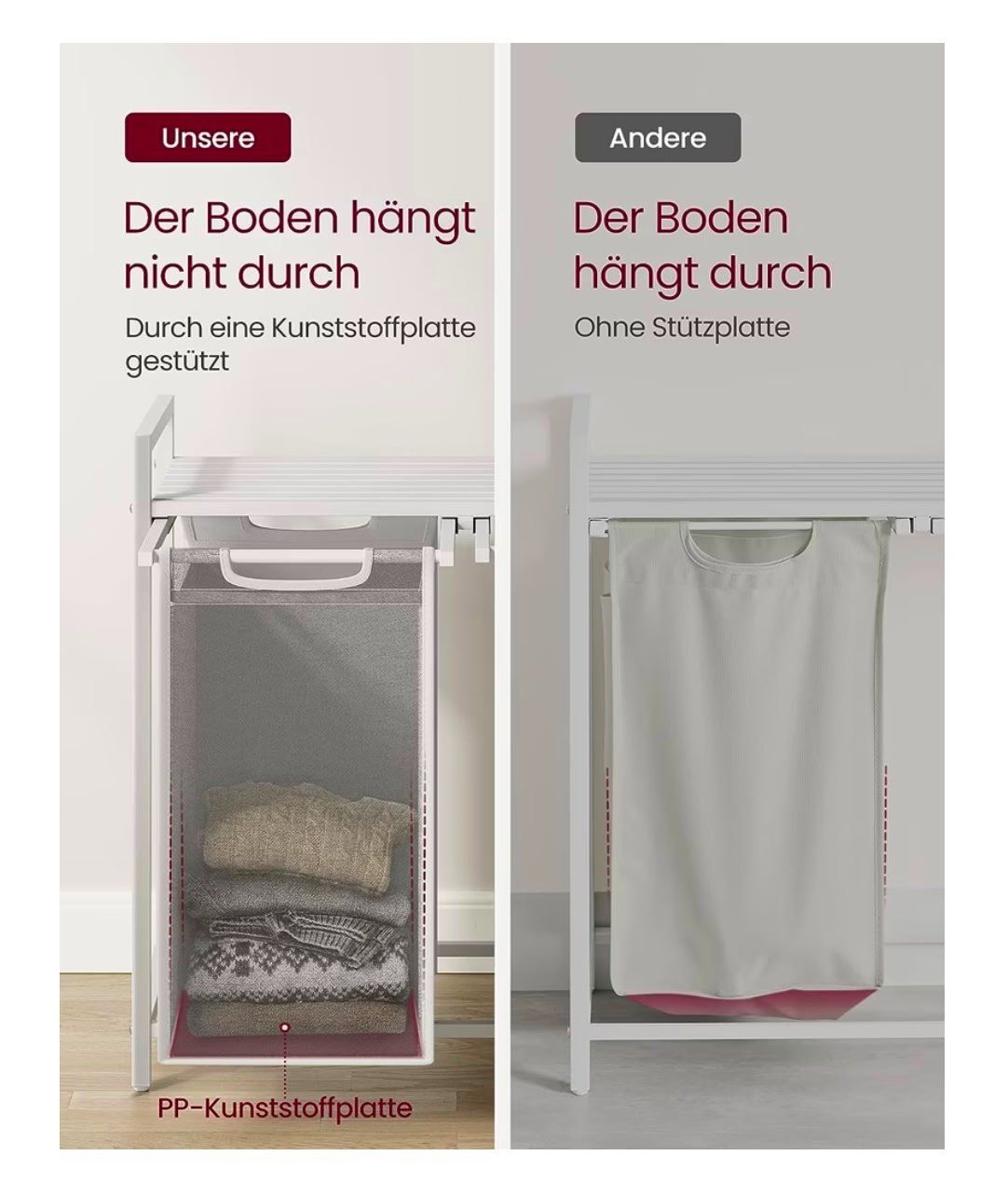 Cesti per biancheria: Wäschekorb mit Ablage, 2 Fächer, grau, praktisch & schön – Usato da Fieschertal venduto da vol_6n9b 3