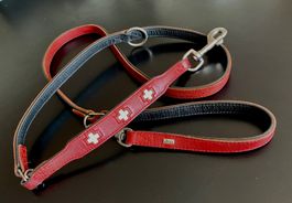 Hunter Verstellbare Hundeleine Swiss / Echtleder/rot-schwarz