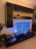 Wohnwand schwarz mit Vitrine und TV Board guter Zustand