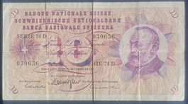 10 Franken Banknote Schweizerische Nationalbank 1971 schön