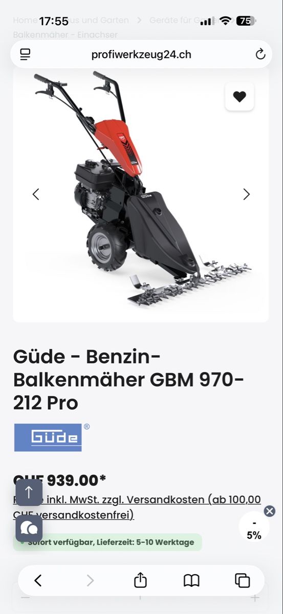 Tagliaerba: Güde Balkenmäher – Difettoso da Oberurnen venduto da Saskiav__