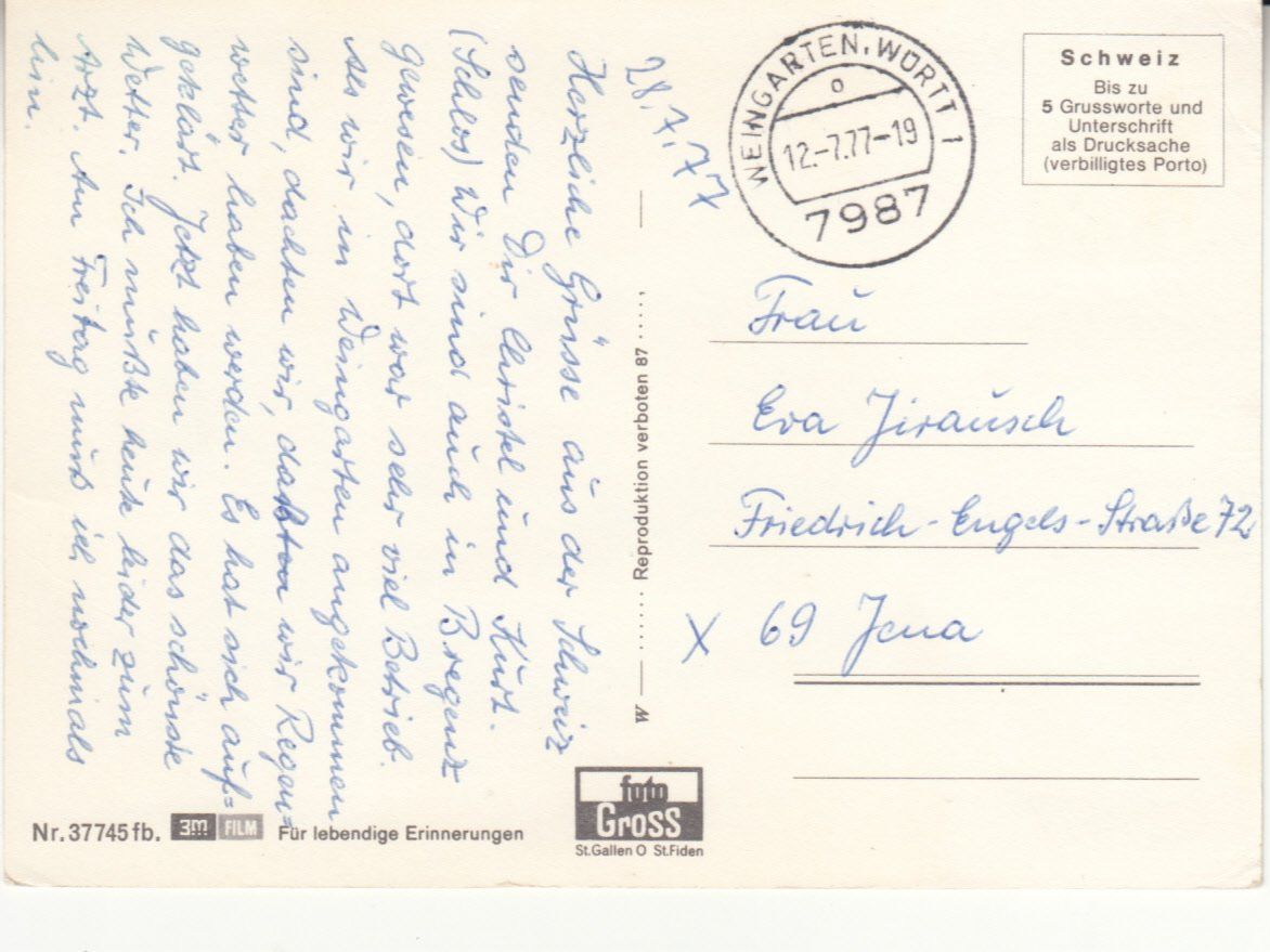 Cartes postales: St. Gallen 1977 – D'occasion à Bürglen TG par StampGraf 1