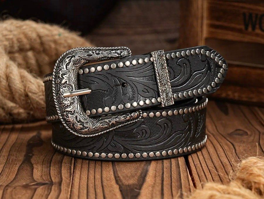 Gothic-Gürtel Schwarz Western / Ceinture Western noir | Kaufen auf Ricardo