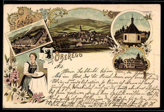 Ansichtskarten: Litho Oberegg, Totalansicht, Kapelle auf – Gebraucht aus Berlin von bartko-reher