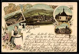 Litho Oberegg, Totalansicht, Kapelle auf