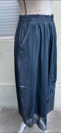 Superbe jupe 95%coton jersey LUUKAA bleu pétrole neuf t.1