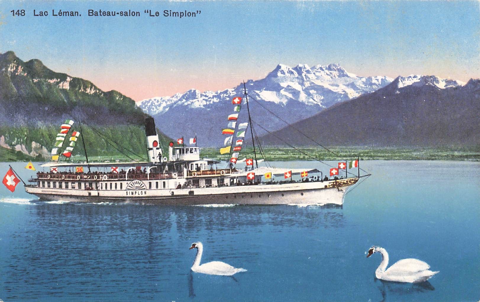 Ansichtskarten: Genfersee (VD) Salonschiff Le Simplon – Gebraucht aus Biasca von Blenio71