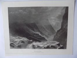 Schöllenen Route St.Gotthard Stahlstich
