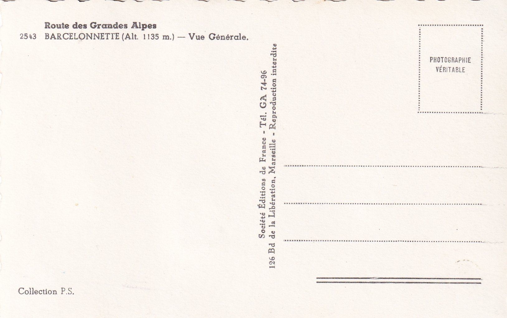 Cartoline postali: Route des Grandes Alpes - Barcelonnette /bc – Usato da Hombrechtikon venduto da Rudolf07 1