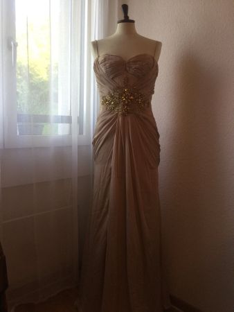 wunderschönes,  extravagantes Abendkleid, goldfarben,