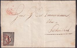 1848, ZÜRICH 6 auf Brief von Zürich n.Fischenthal +Attest.