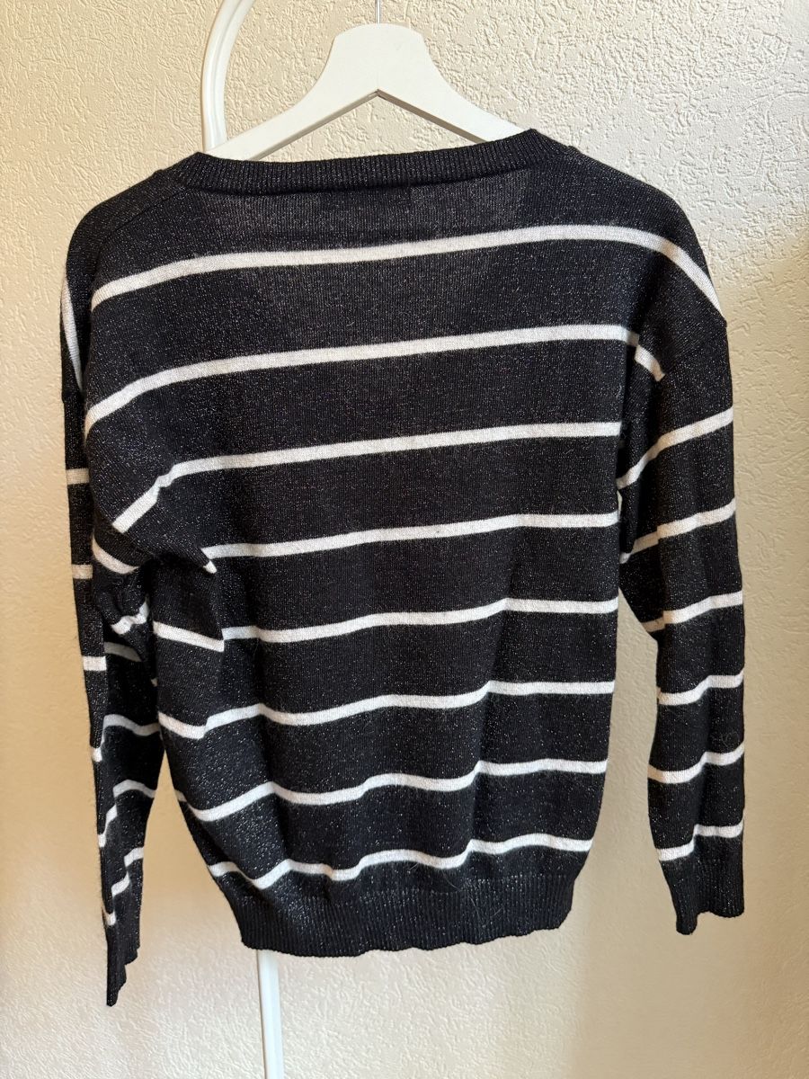 Pullover & Sweatshirts: Pull noir/blanc effet mohair brillant Sweewe Paris, t.S/M – Gebraucht aus Tavannes von Thriftshop 2