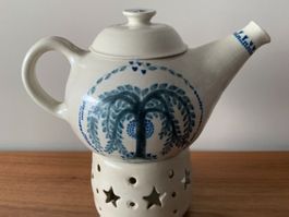Teekanne mit Rechaud, Handmade, Keramik, nie benutzt