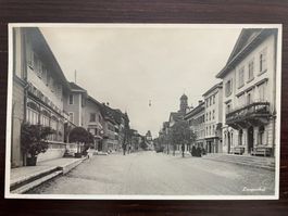 LANGENTHAL Ortspartie mit Hotel Kreuz, Oldtimer, 1932