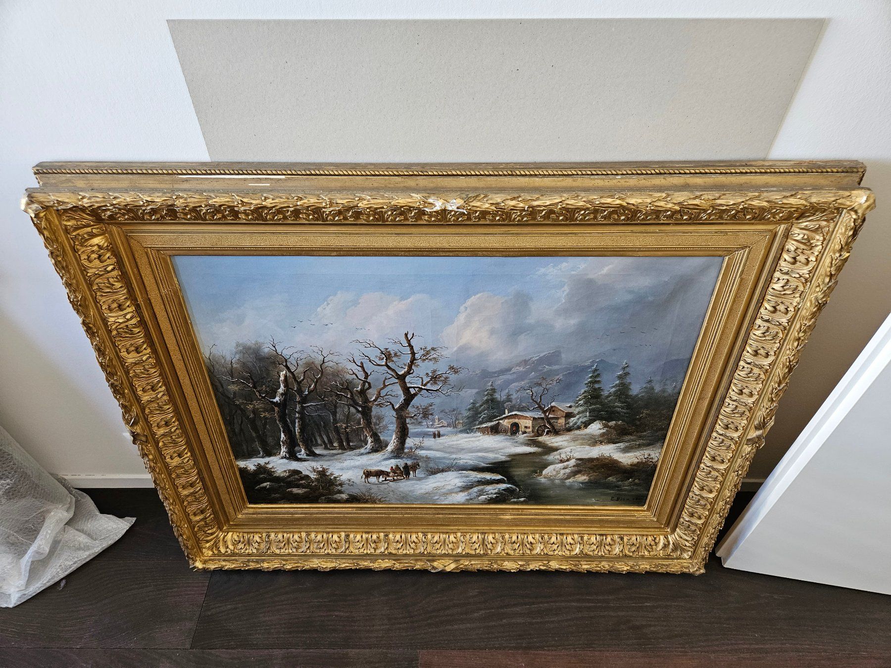 Dipinti: Eduard Böhm Gemälde Ölbild Winterlandschaft Prunkrahmen – Usato da Hünenberg See venduto da Gekko1980 9