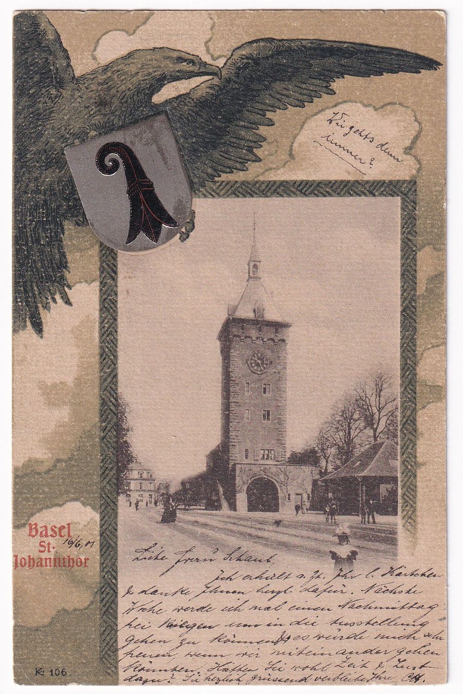 Ansichtskarten: Basel St. Johannthor  1901 – Gebraucht aus Cormoret von Pascalll2001