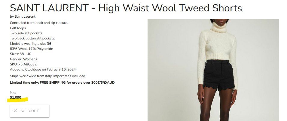 Saint Laurent Pantaloni: Saint Laurent Shorts  .36 – Usato da Collonges venduto da arashee 5