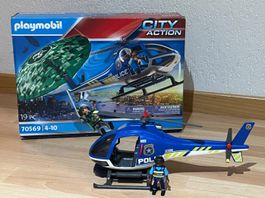 Playmobil Polizei Jagt Helikopter mit Fallschirm Nr. 70569