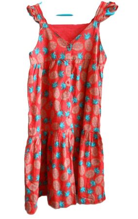 Gr. 146 DU PAREIL AU MEME Sommerkleid rot Ananas