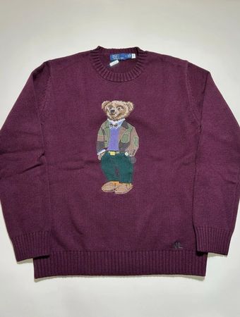 Polo Ralph Lauren Bear Pullover Wolle/Kaschmir Burgunderrot