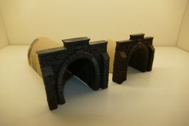 Spur H0: 2xTunnelportal 1-gleisig gealtert.