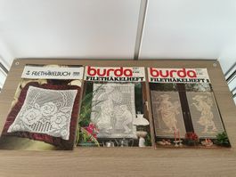3 Filet - Häckelhefte (2x Burda und 1x Mez)
