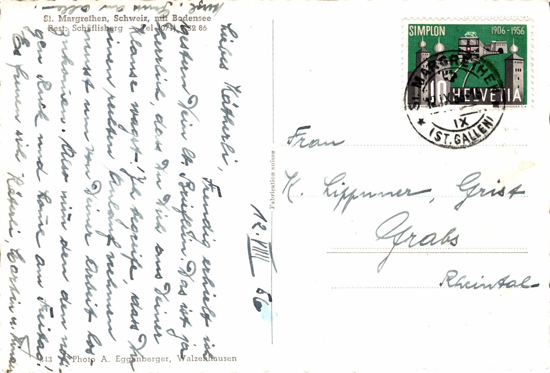 Cartoline postali: St. Margrethen Schweiz, mit Bodensee – Usato da Bronschhofen venduto da Astore 1