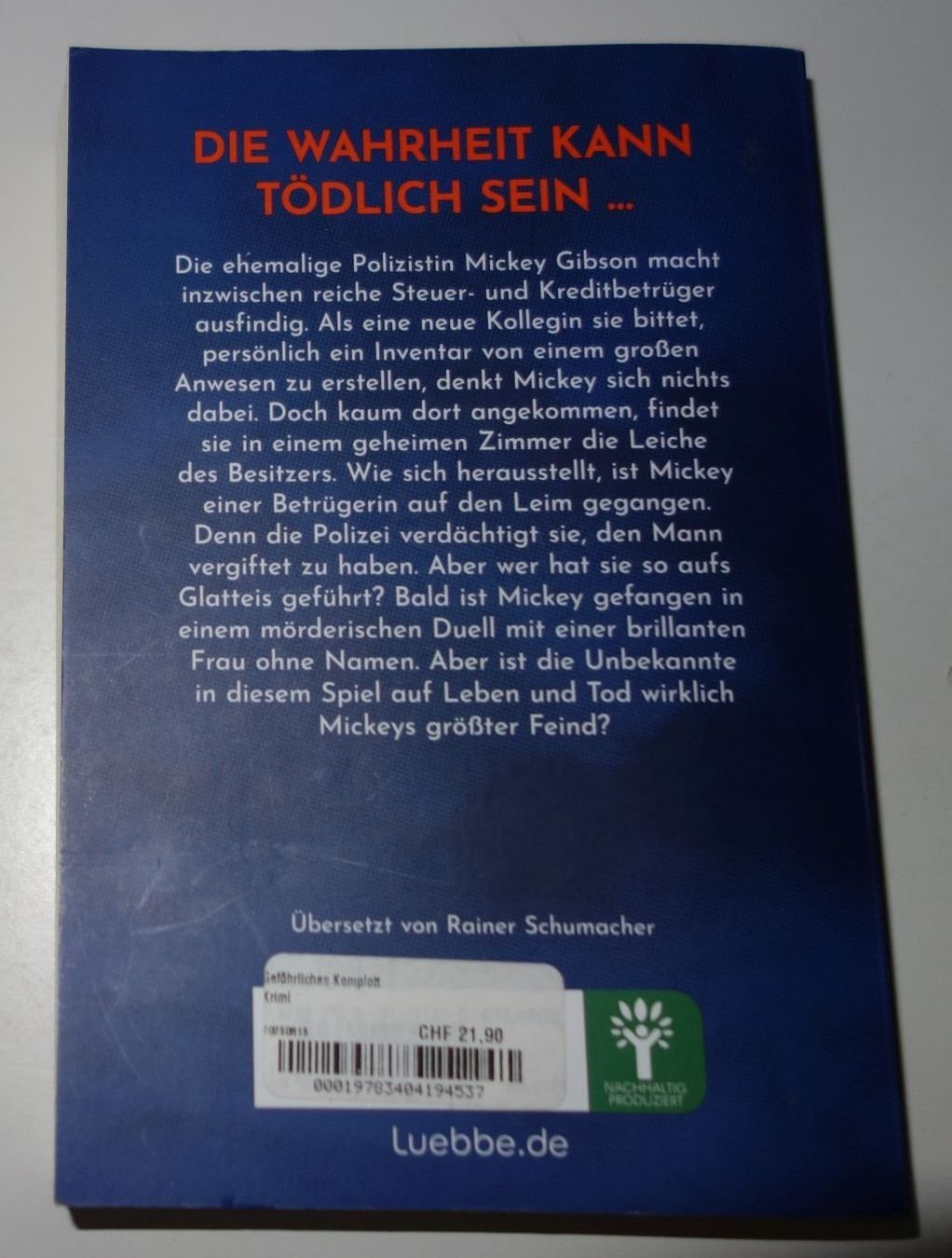 Libri: GEFÄHRLICHES KOMPLOTT  -   Thriller von David Baldacci – Usato da Dietlikon venduto da Web-Trader 2