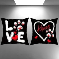 🐾💋 Love & Kisses Kissen 2er-Set – Herz & Pfoten 🐶🐱✨