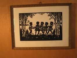 Original Scherenschnitt " glückliche Kinder "