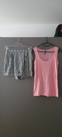 Short rayé H&M/ viscose + débardeur Zebra  t 36/coton 100%