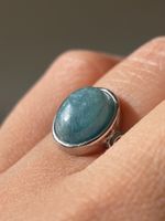 Madagascar Blauer Apatit Edelsteinring Naturstein