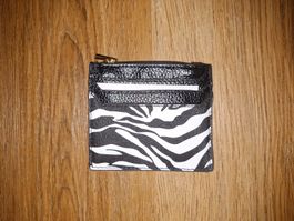 Porte-cartes zébré, avec poche zippée neuve 