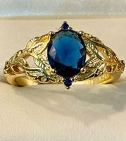 Vergoldete 925 silver Vintage Ring mit blauem Stein