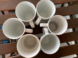 Tassenset Keramik weiss und orange 6-teilig guter Zustand