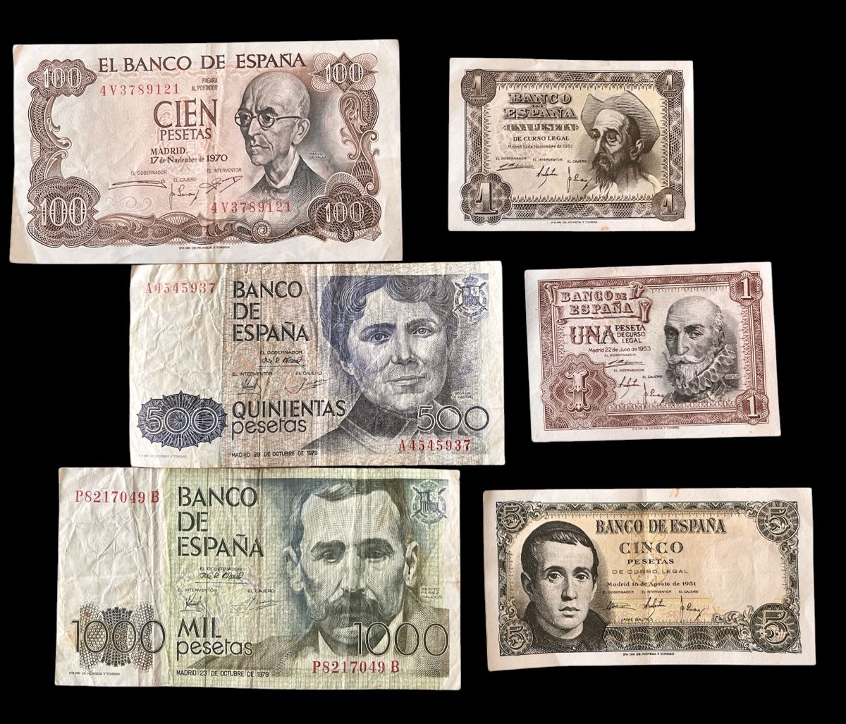 Banconote: Spanien kleines Lot Banknoten  – Usato da Winterthur venduto da Numismatica-Vitu