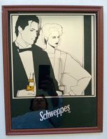 Vintage Schweppes Spiegel 1984 Holzrahmen Pop-Art 80s