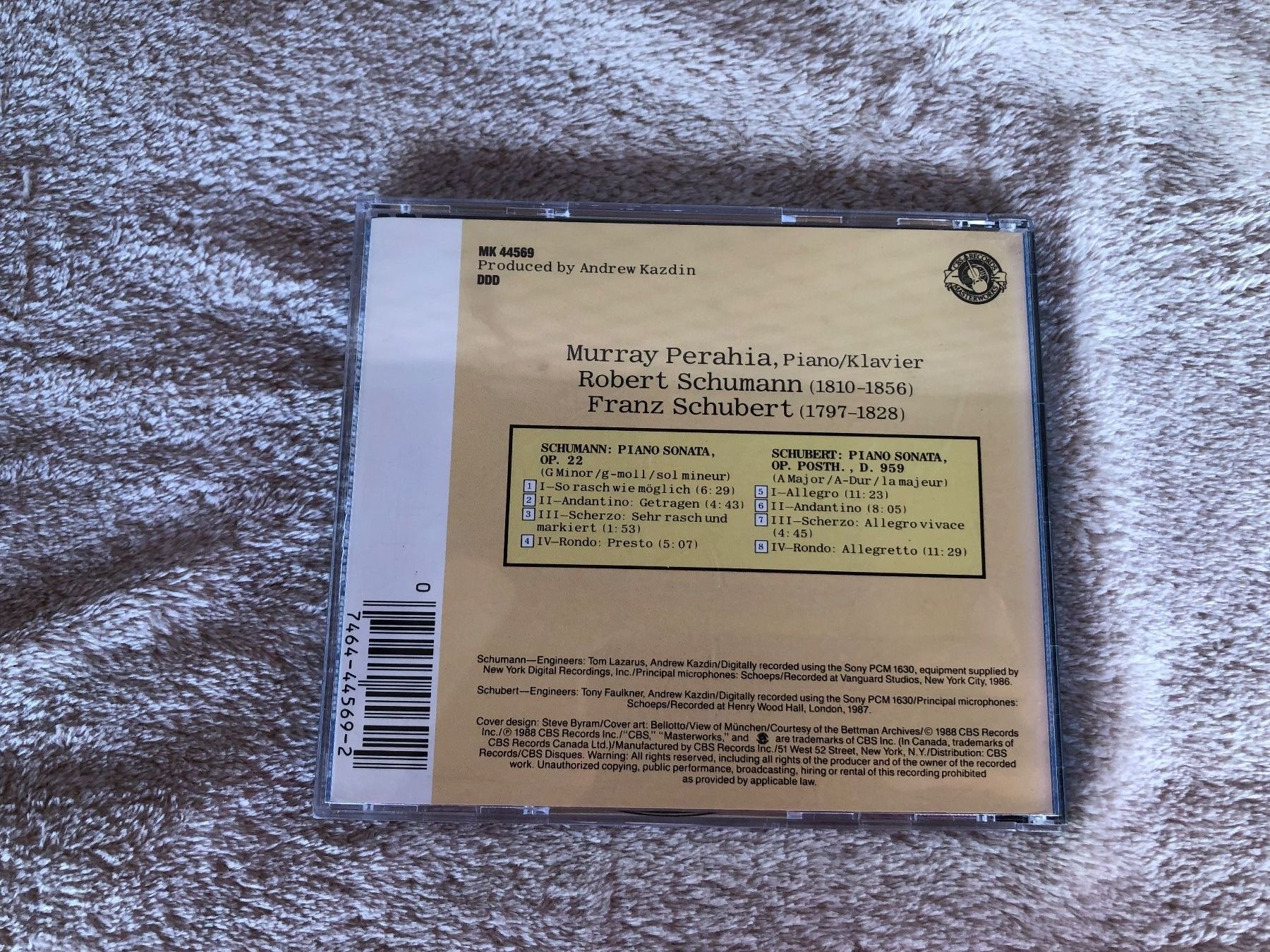 CD: Schubert & Schumann: CD Murray Perahia Klavier – Usato da Schübelbach venduto da Dolly990_2 2