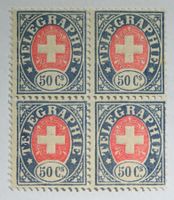 Schweiz. Telegraphenmarke 50 Cts. 4er Block